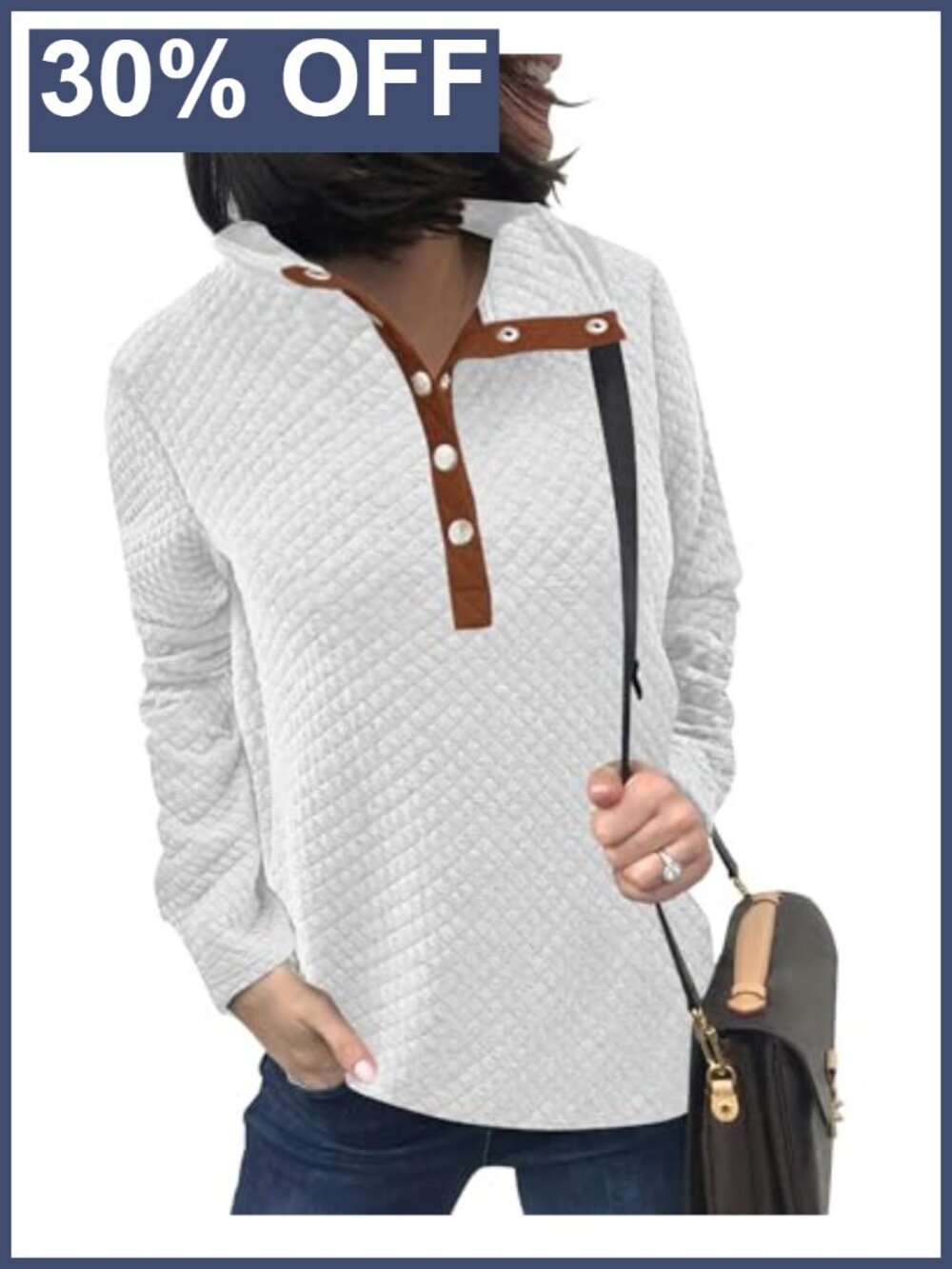 Womens Quarter Zip Sweatshirt Quilted Pullover Kangaroo Pocket